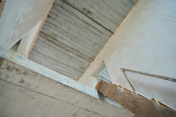 Photo of stairs to the second floor in unfinished house