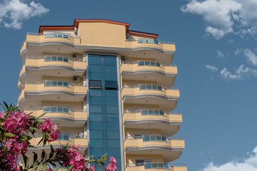 Modern apartment buildings in a residential area of Alanya