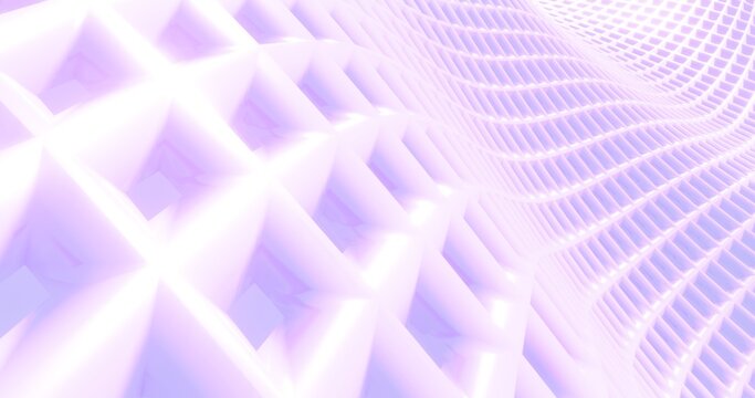 Abstract soft background curved surface of light pink grid 3d render