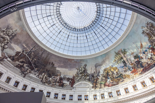 Inside the Bourse de Commerce. Bourse de Commerce (Commodities Exchange), circular building has a history dating back to XVI century. Paris. France. June 4, 2022.