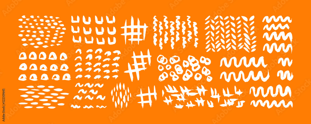 Poster grunge hand drawn doodle ornaments set. big collection of abstract trendy elements and shapes for cr