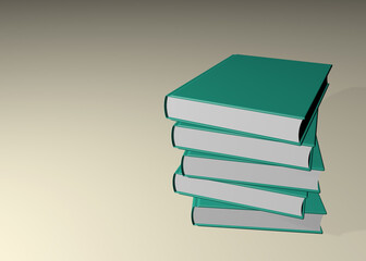 stack of green books