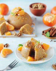 Mandarin halva dessert, traditional Greek dessert