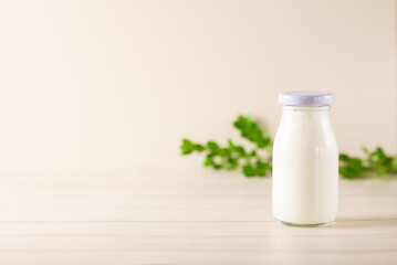 Cow's milk in a glass bottle