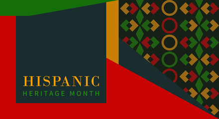 Hispanic heritage month. Abstract floral ornament background design, retro style with text, geometry