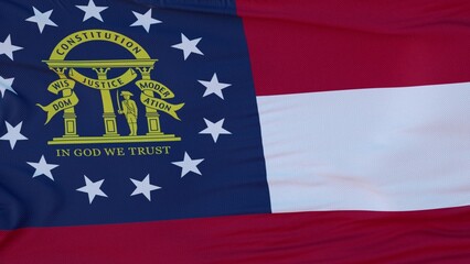 Flag of Georgia state, region of the United States, waving at wind. 3d illustration - obrazy, fototapety, plakaty