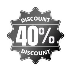 40% percent off, with black sticker design (Black Friday) and luminosity detail in the center, online discount, mega sale, vector illustration, 1Forty 