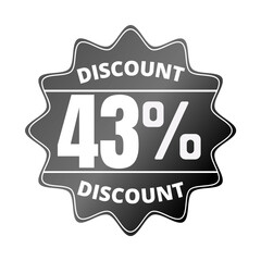 43% percent off, with black sticker design (Black Friday) and luminosity detail in the center, online discount, mega sale, vector illustration, Forty-three 