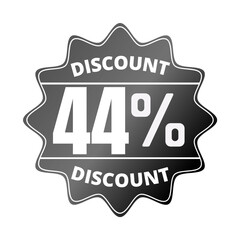 44% percent off, with black sticker design (Black Friday) and luminosity detail in the center, online discount, mega sale, vector illustration, 1Forty-four 