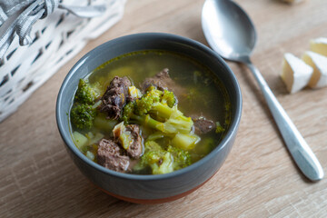 Broccoli soup on the table