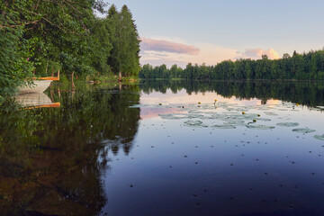 Fototapeta premium Nature around Uusi Valamo orthodox monastery in Finnish Heinavesi.