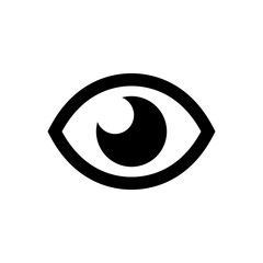 Eye icon. A view or visibility symbol. Isolated raster illustration on white background.