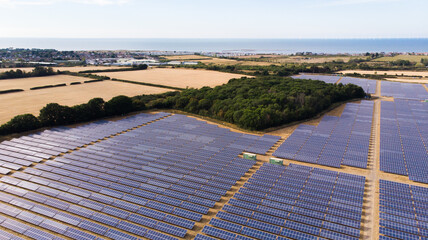 Aerial Shot of Solar Panel Farm in Kent, United Kingdom