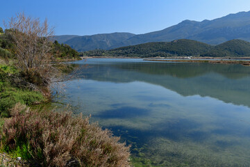 Fototapeta na wymiar Psifta lagoon (Psifta wetland) on the Peloponnese, Greece // Psifta-Lagune auf dem Peloponnes, Griechenland