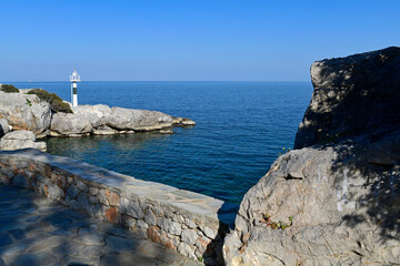 Greek rocky coast on the Methana peninsula (Peloponnese) // Griechische Felsküste auf der...