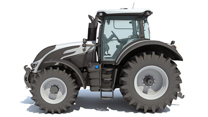 Farm Tractor 3D rendering on white background