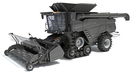 Fototapeta premium Combine Harvester farm equipment 3D rendering on white background