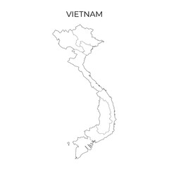 Vietnam administrative division map. Regions of Vietnam. Vector illustration in outline style