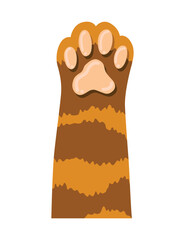 Cat paw. Cute cartoon domestic animal foot isolated on white background. Furry kitten paw. Footprint icon