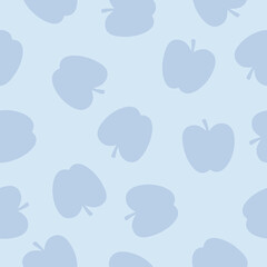 Blue seamless pattern with apples.