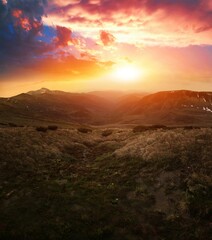 spectacular summer scenery, awesome sunset landscape, beautiful nature background in the mountains, Carpathian mountains, Ukraine, Europe	