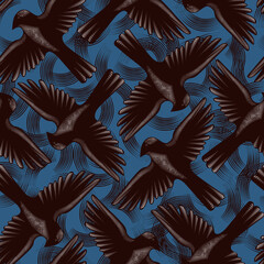 Obraz premium Birds. Seamless background for fabrics, textiles, packaging and wallpaper. Vector illustration. 