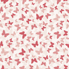 Cute seamless pattern with pink butterflies