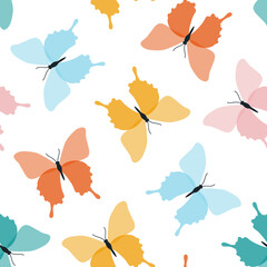 Fototapeta na wymiar Vector seamless pattern with colorful butterflies