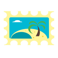 Fototapeta na wymiar Vector illustration of the stamp. Postage Stamp. Travel stamp. Palm tree stamp. Isolated