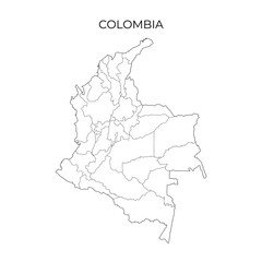 Colombia administrative division map. Regions of Colombia. Vector illustration in outline style