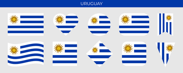 Uruguay flag set. Vector illustration isolated on white background © polgin