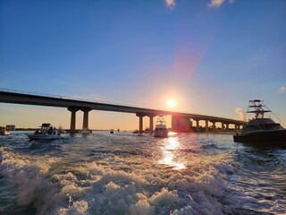Catching Bait, passing the boats fishing for bait when leaving Perdido Pass Alabama USA to go...