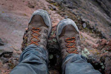 Hiking Boots in the Mountains
