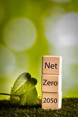 Net zero 2050 Carbon neutral. Net zero greenhouse gas emissions target. Climate neutral long...