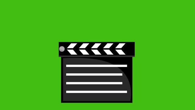 Loop animation of a film clapboard on a green chroma key background