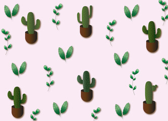 Cactus pattern with pink background