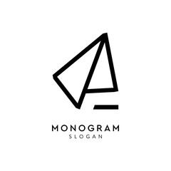paper airplane line art monogram logo
