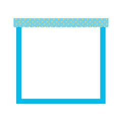 Cartoon decorative border frame. Blank empty border with fold top decoration. Isolated by white background, flat design, vector, illustration, EPS10