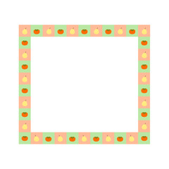 Cartoon decorative border frame. Blank empty border with pear and persimmon decoration. Isolated by white background, flat design, vector, illustration, EPS10