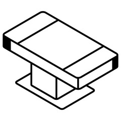 An isometric line icon of a table 