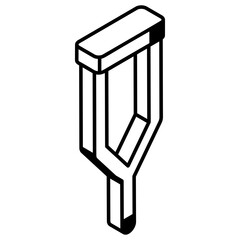 Walking aid, isometric icon of a crutch 