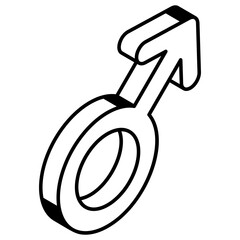 A male sign isometric line icon design 