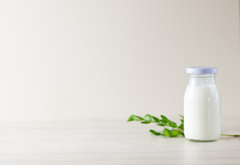 Cow's milk in a glass bottle