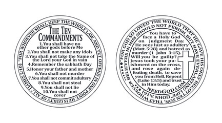 The two sides ten commandments coin vector illustration - obrazy, fototapety, plakaty