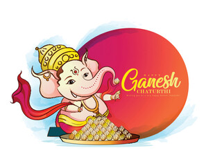 happy Ganesh Chaturthi traditional vector greetings,Design with ganpati Indian design color background.
