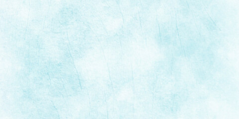 Sky blue watercolor background with watercolor stains, ocean blue paper texture, smooth cloudy sky blue background with bright vignette studio banner. Blue surface texture with stains.