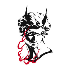 vector illustration of horned greek statue
