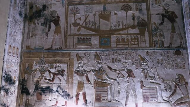 Wall Paintings In The Ancient Egyptian Temple Of Abydos