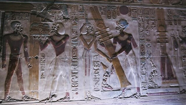 Wall Paintings In The Ancient Egyptian Temple Of Abydos