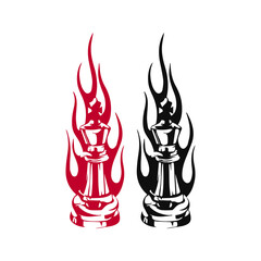 chess illustration vector with fire